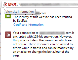 Chrome warning about non-encrypted content